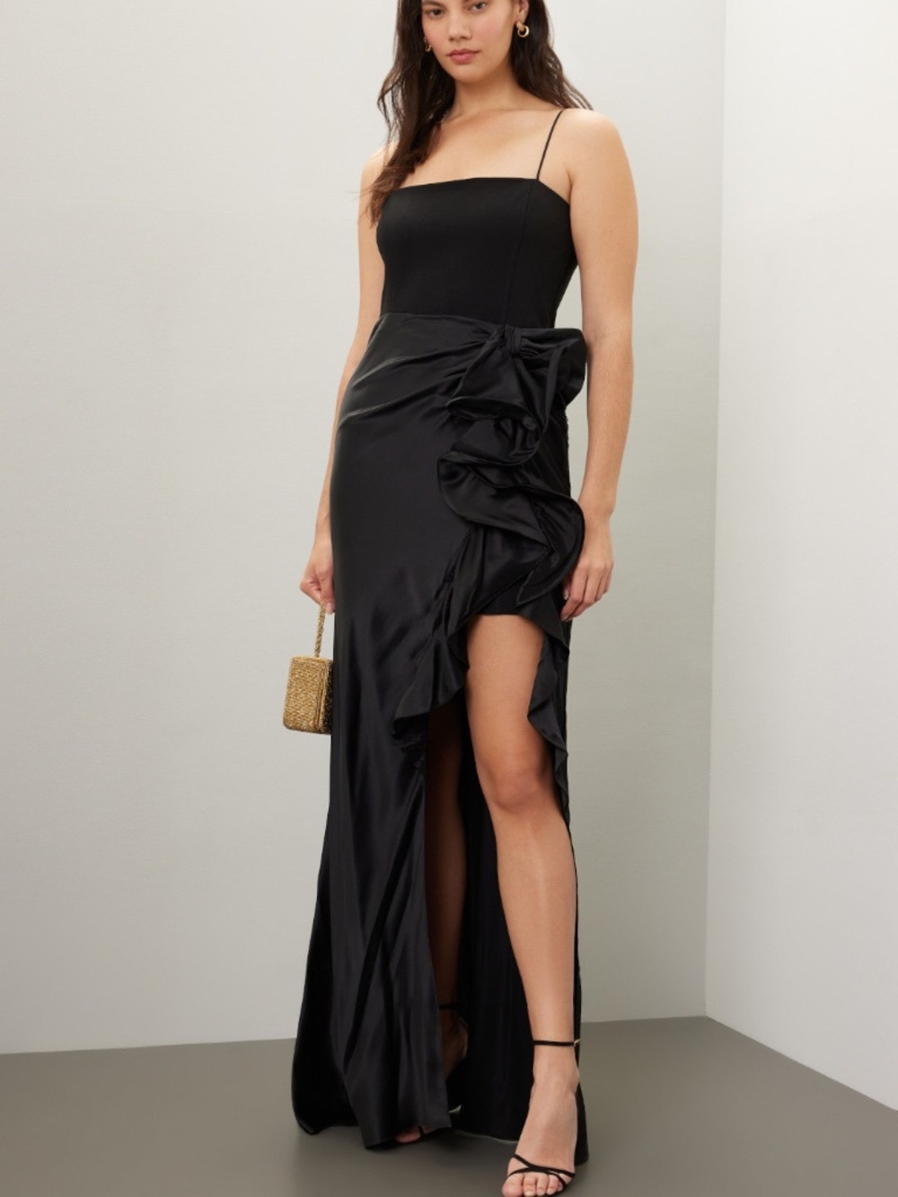 Cinq a Sept Drina Gown Sleeveless Draped Dress Skirt Overlay Black Size 12